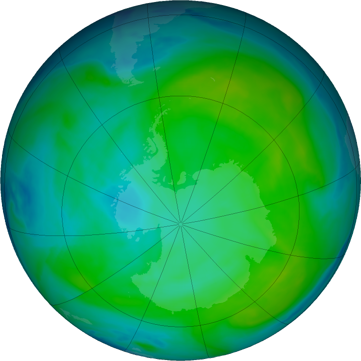 Antarctic ozone map for 30 December 2016
